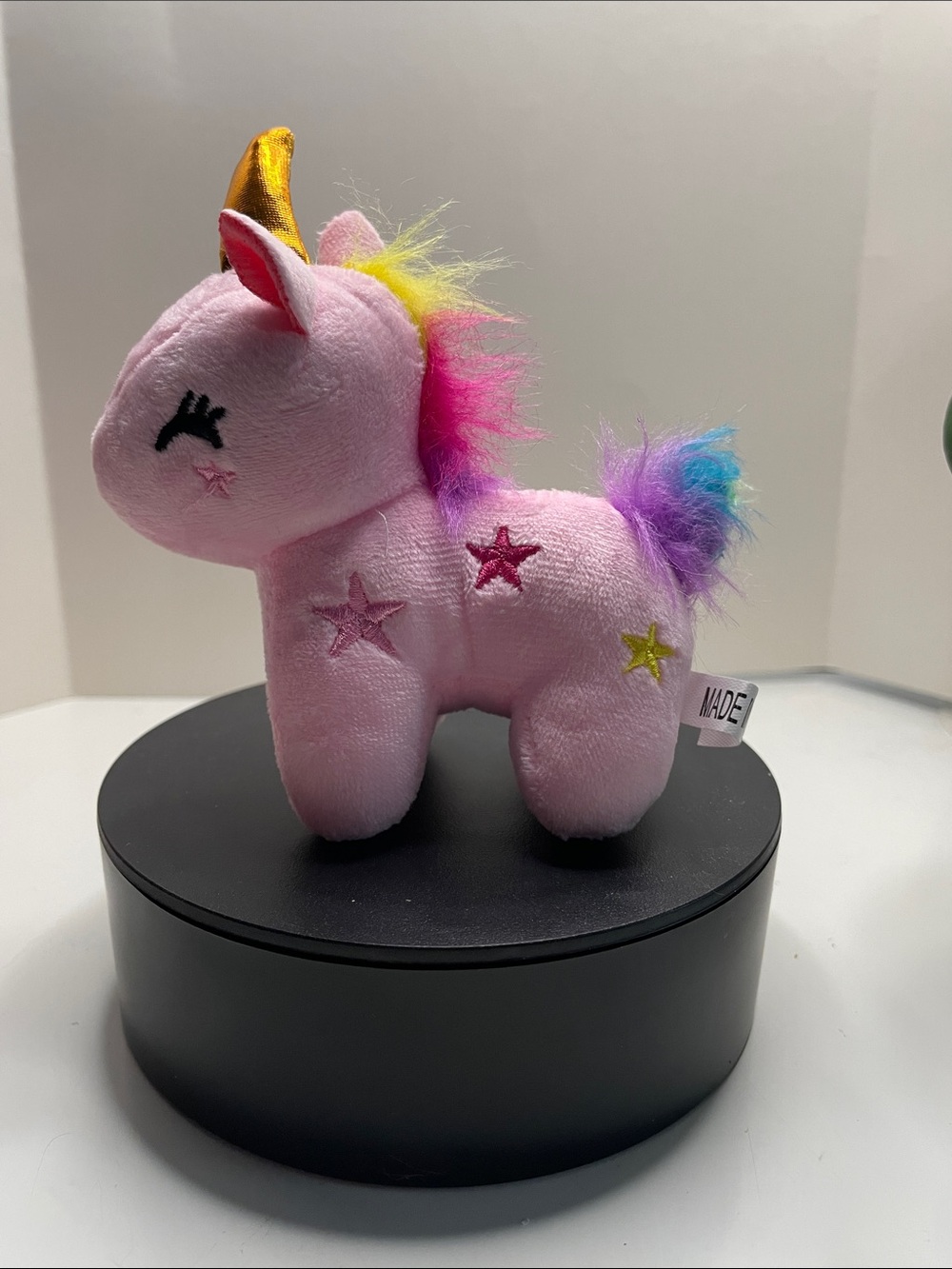 Pink Rainbow Mane Plush Unicorn Toy for Kids